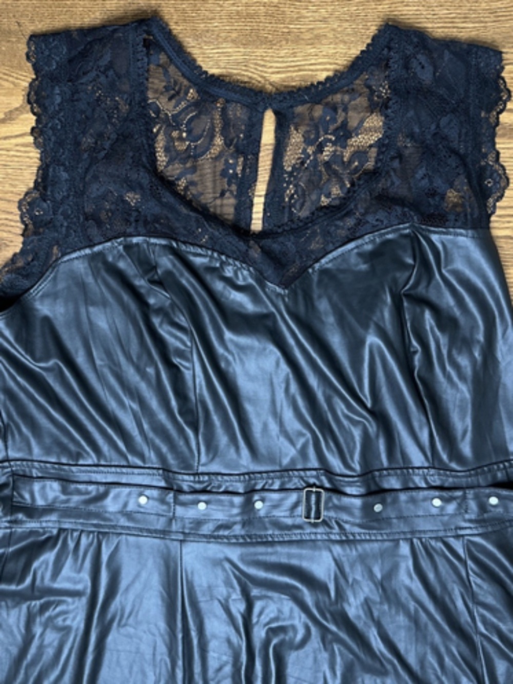 New Tripp NYC Torrid Size 2 Plus 2X 18-20 Faux Black Leather Lace Goth Dress